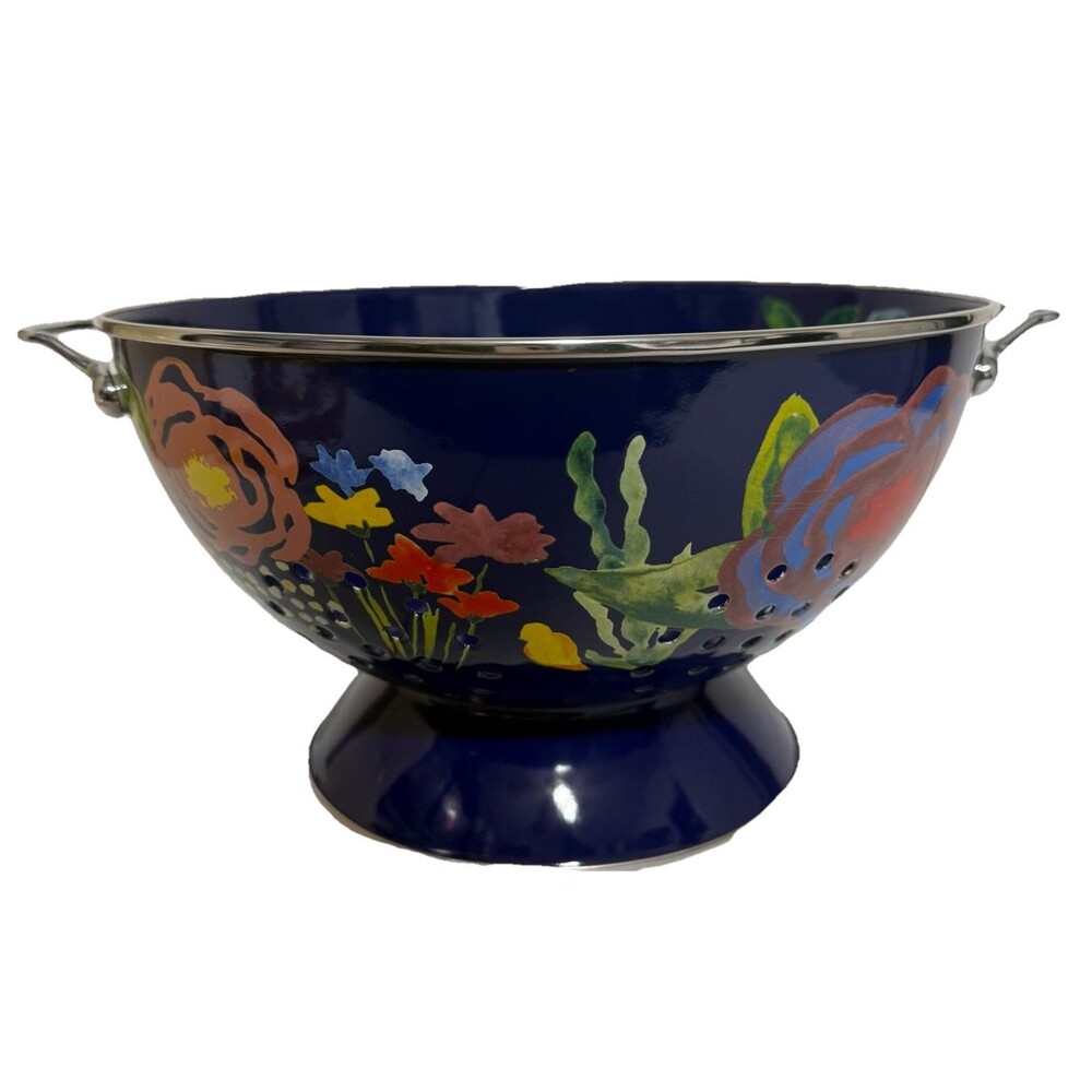 The Pioneer Woman Colander Classic Charm Strainer 5 Quart Blue Stainless Steel - Picture 2 of 10